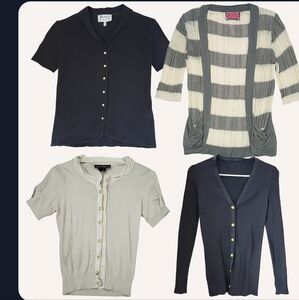 Cardigan Bundle – 4 Stylish Knits Mixed Sleeve Lengths Neutral & Size XS-S●